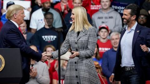 Donald Trump with Ivanka and Donald Trump Jr