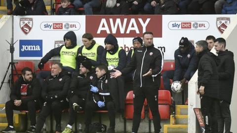 Bolton Wanderers manager Ian Evatt reacts during the Sky Bet League One match between Morecambe and Bolton Wanderers at Mazuma Stadium on February 5