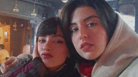 Undated photo showing Nika Shakarami (L), who was killed during protests in Iran in September 2022, and her sister Aida Shakarami (R)