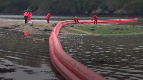 Booms have been used to contain the oil spill