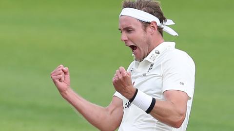 Stuart Broad celebrates a wicket