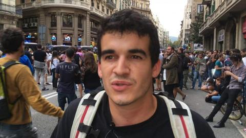 Protesting Catalan student Mauro Castro Soler