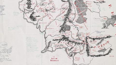 Tolkein's annotated map of Middle Earth