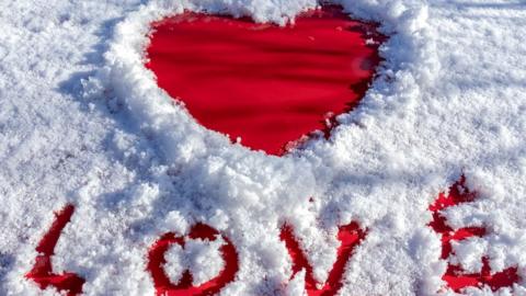 Love written into the snow