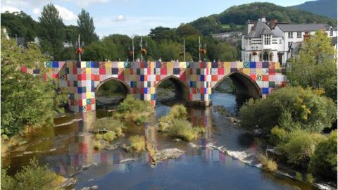 Artist Luke Jerram's Bridges, Not Walls on Llangollen's bridge