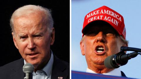 Joe Biden and Donald Trump split pic