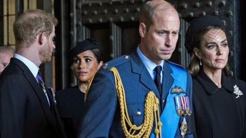 The Duke and Duchess of Sussex and the Prince and Princess of Wales at Westminster Hall, London, on 14 September, 2022