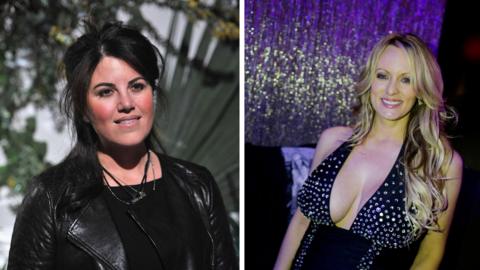 Monica Lewinsky (L) and Stormy Daniels