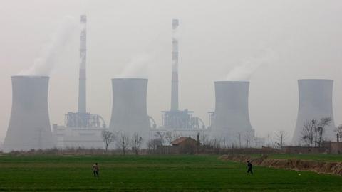 West Power Station, burning coal to make electricity, Xian, China.