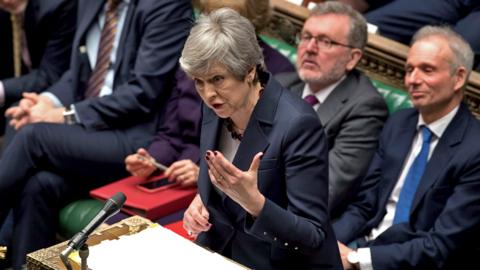 Theresa May speaking in the Commons on 27 March