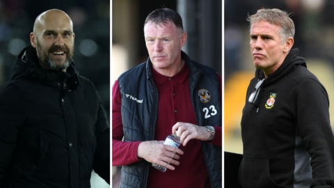 Swansea boss Luke Williams, Newport manager Graham Coughlan and Wrexham's Phil Parkinson