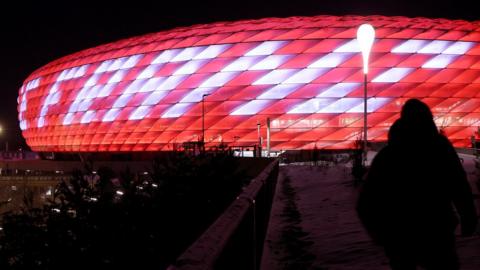 The Allianz Arena lit up