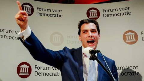 Thierry Baudet of Forum for Democracy during election night in Zeist, the Netherlands, on 20 March 2019