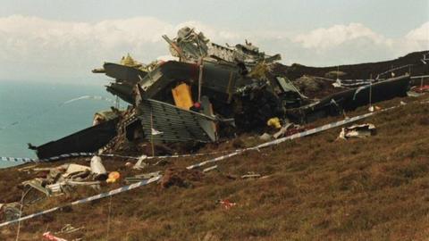 Helicopter wreckage on the Mull of Kintyre