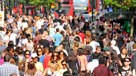 A crowd scene in London