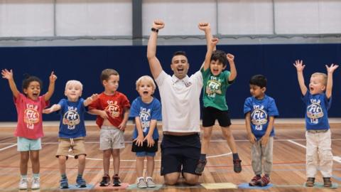 Kids at a Fit Kicks class