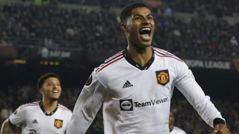 Marcus Rashford celebrates