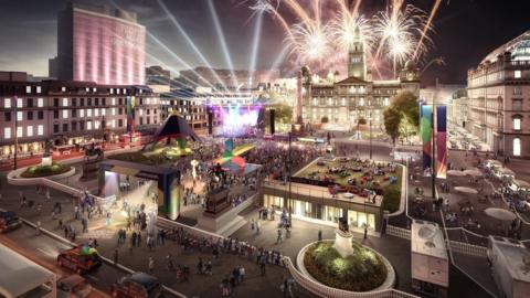 Artist's visualisation of a George Square cultural festival
