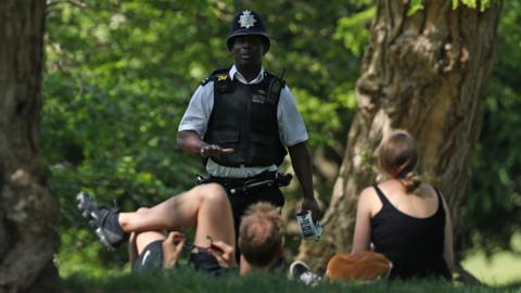 Police officer in London park