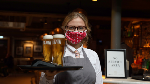 Eimear Flood serving pints in The Jailhouse, Belfast