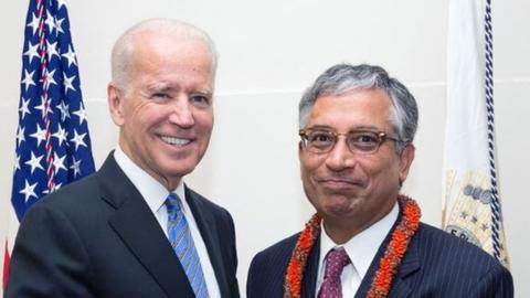 Shekar Narasimhan with presidential candidate Joe Biden