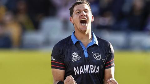 JJ Smit celebrates a wicket against Sri Lanka