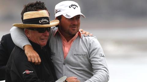 Graeme McDowell and his father Ken celebrate the US Open win in 2010