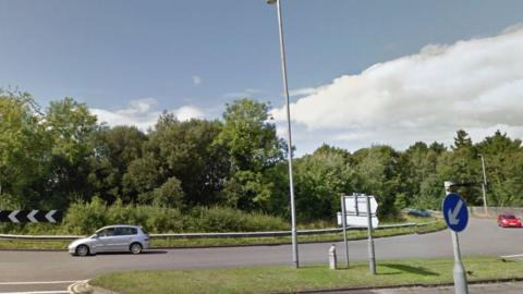 Caerleon Road, the roundabout near the Old Barn Estate