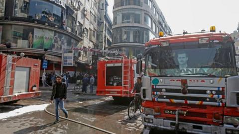 Scene of fire at La Mirada shopping centre, Damascus (01/03/22)