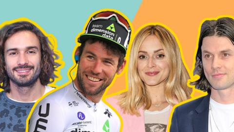 Collage of Joe Wicks, Mark Cavendish, Fearne Cotton and James Bay