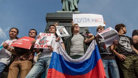 Russian protestors in Moscow