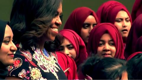 Michelle Obama at school visit