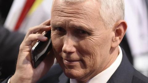 Mr Pence on the phone