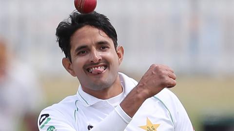 Mohammad Abbas in action for Pakistan against New Zealand