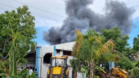 A fire at chemical plant near Pune city in India
