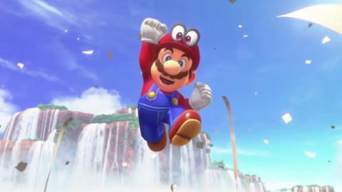 Mario jumps for joy
