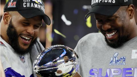 Von Miller and Aaron Donald celebrate