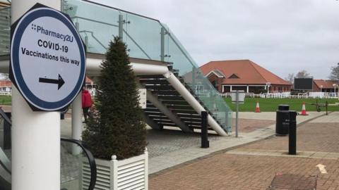 Vaccination centre at Newmarket Racecourse