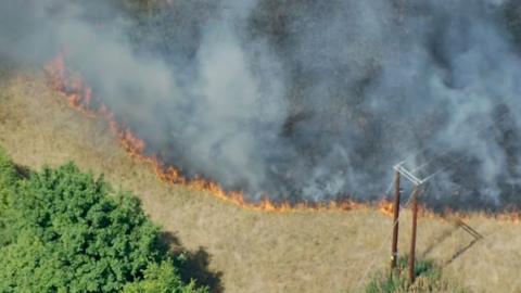 Aerial footage shows scale of fire