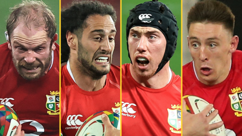 Alun Wyn Jones, Josh Navidi, Adam Beard and Josh Adams in Lions action in South Africa