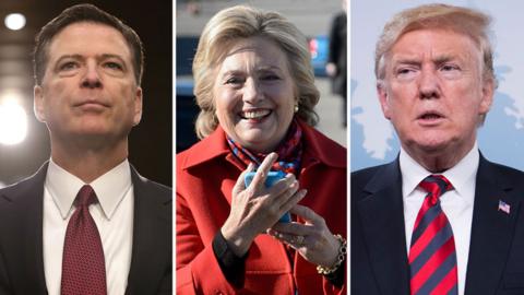 James Comey, Hillary Clinton and Donald Trump