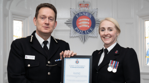 Essex Police Chief Constable Ben-Julian Harrington and PC Vicky Price
