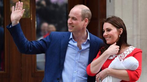 William and Kate emerge from hospital with baby prince