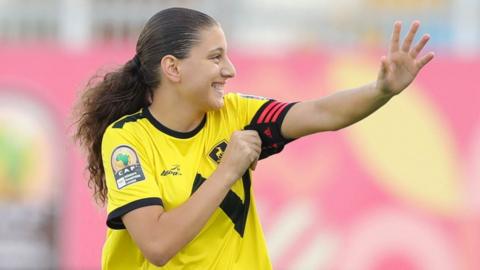 Wadi Degla's Noha Mamdouh celebrates the first ever goal in the Women's African Champions League