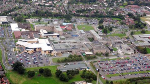 Aerial view of Royal Shrewsbury Hospital