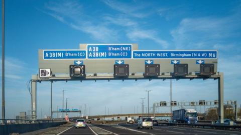 Approaching Birmingham on the M6 at Spaghetti junction