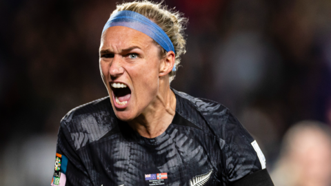 New Zealand's Hannah Wilkinson celebrates scoring against Norway at the 2023 Women's World Cup