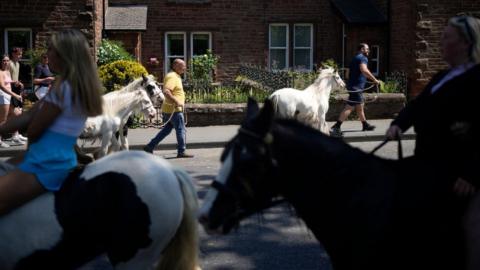 Travellers and their horses at Appleby