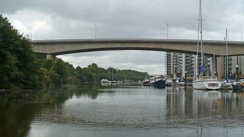 The River Ely where it enters Cardiff Bay