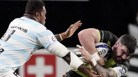 Racing's Virimi Vakatawa tackles Connacht centre Sam Arnold